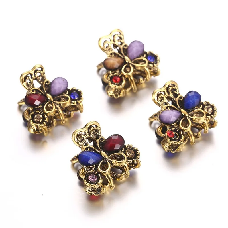 

New Fashion Women Small Crystal Butterfly Hair Clip Clamp Retro Rhinestone Hairpin Claw Mini Hair Jewelry Hair Accessories