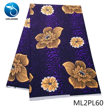 

LIULANZHI nigerian wax prints double-side 6 yards sewing dress wax material for cloth polyester wax ML2PL51-70