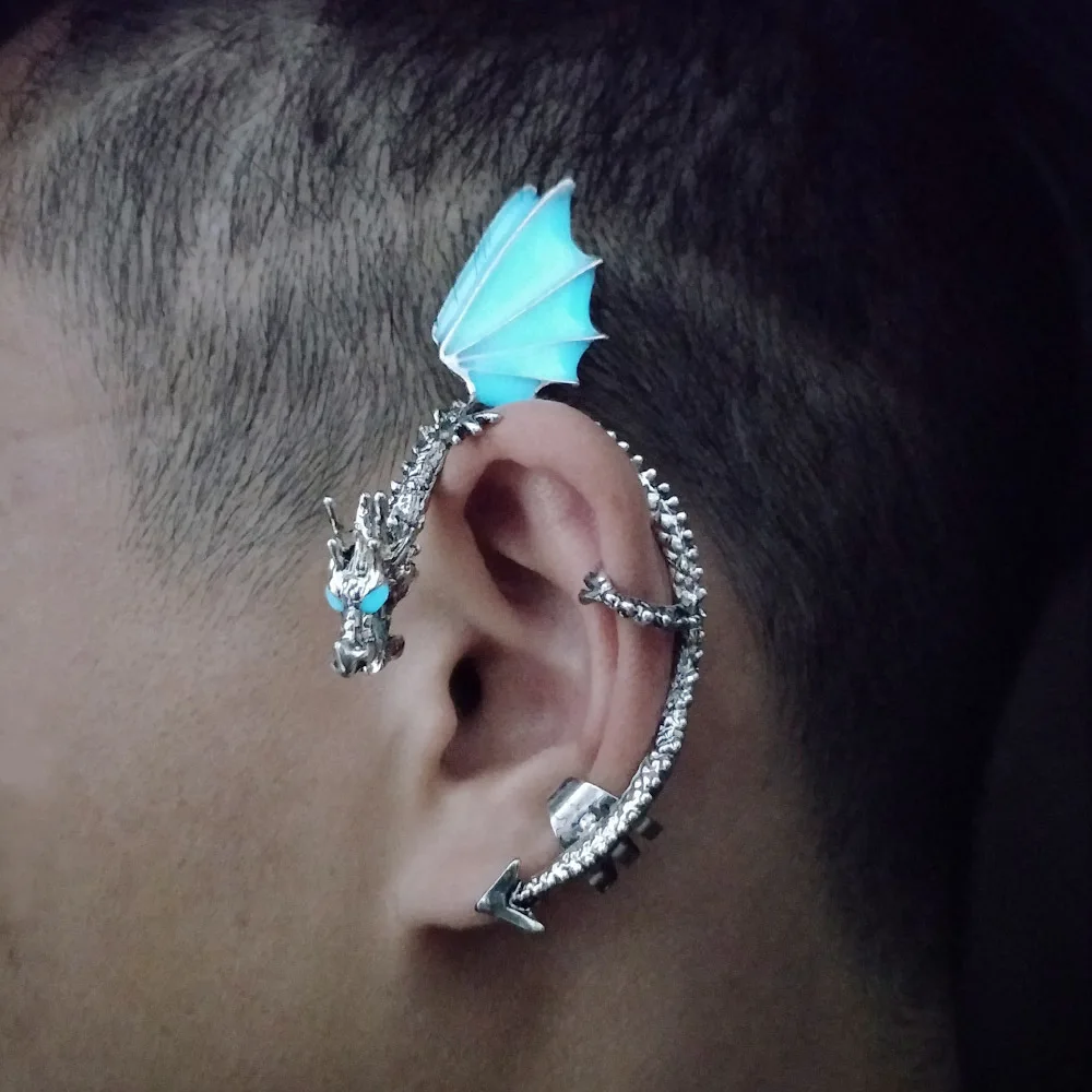 Earrings Dragon Ear Cuff Glow Earrings GLOW in the DARK Dragon Ear Clip Earings Stud Earrings WOMEN Girls Boys Jewelry Gift