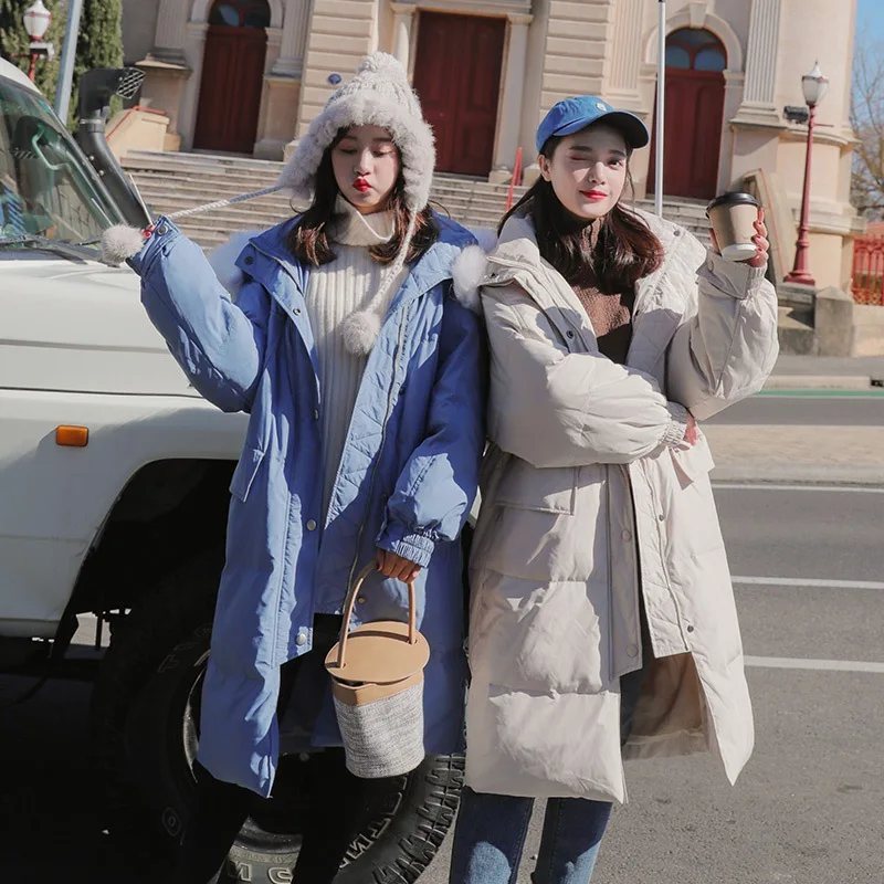 

Cotton Coat Women's Mid-length 2019 New Winter down Coat Korean-style Loose-Fit Dongdaemun Students Long over-the-Knee Cotton-pa