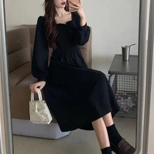 Plus Size Dress Women Solid Slim Trendy Spring Simple Korean Style Elegant Casual Soft Side-slit Ladies Fashion All-match Party t shirt dress