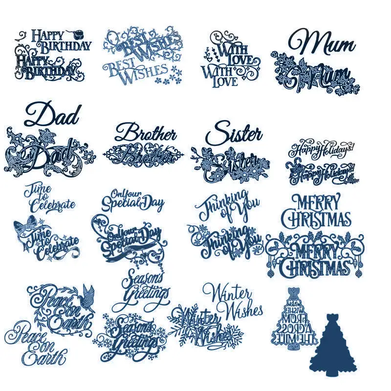 

"Happy Birthday""Merry Christmas"Words Metal Cutting Dies Scrapbooking Album Paper DIY Card decoration Craft Embossing Dies Cut