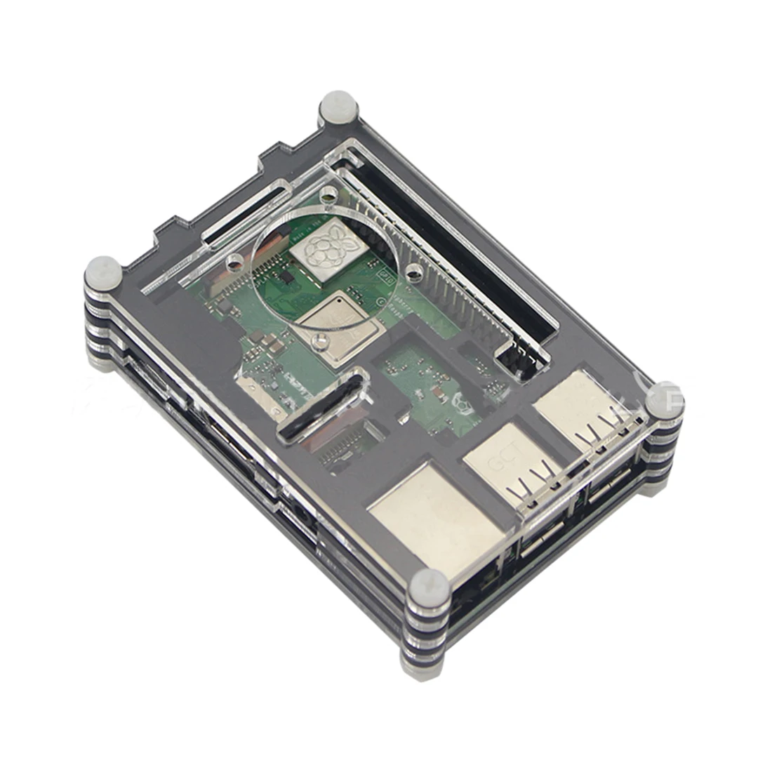 9-Слои акриловый защитный чехол с отверстием для вентилятора Raspberry Pi 3B+/3B/2B-красный/черный - Цвет: 3