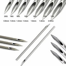 

10Pcs/lot Disposable Sterile Body Piercing Needles Medical Tattoo Needle Navel Nipple Lip Navel Ring Kit Surgical Steel Tool