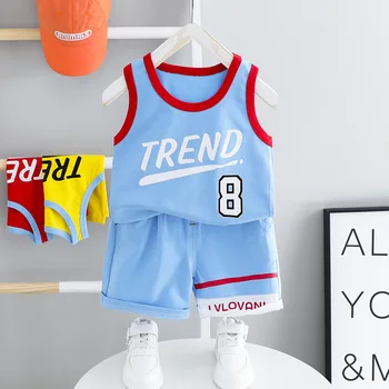 

Summer Baby Girls Sleeveless Tank Vest Tops + Casual Shorts Kids Sportswear Tracksuit 2Pcs Suits Children Boys Clothing Sets
