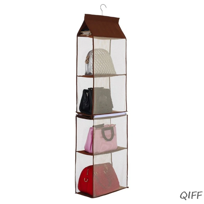 Detachable 4 Pockets Hanging Purse Handbag Tote Bag Storage Organizer Wardrobe