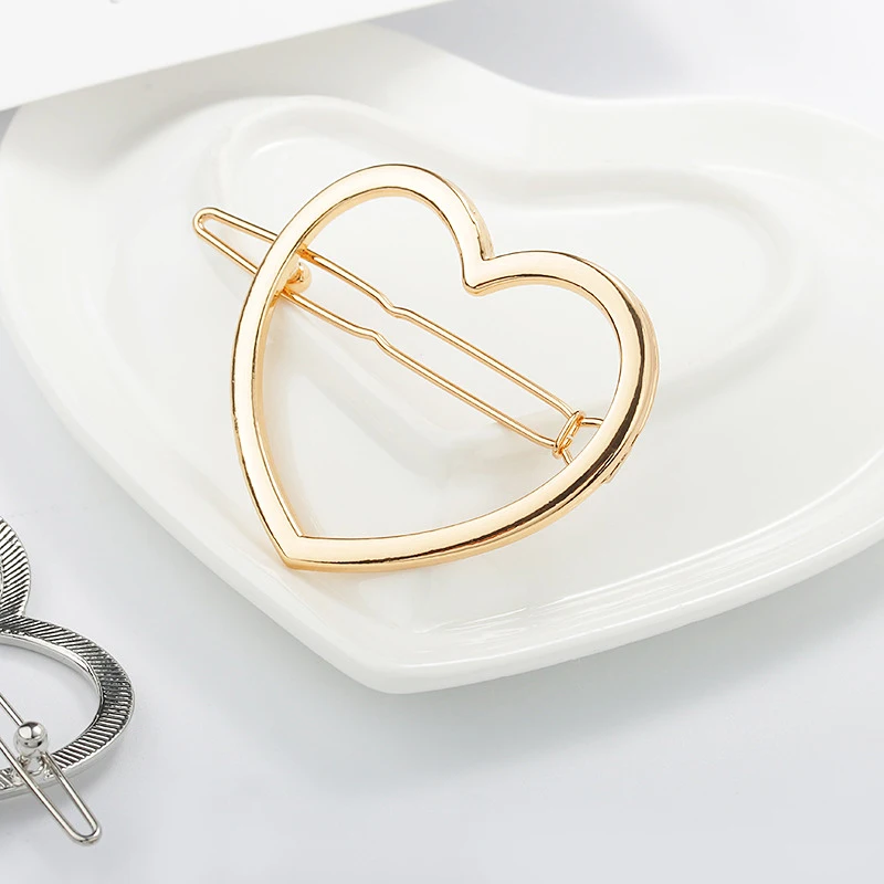 Heart Golden Женская мода для девочек в Корейском стиле заколки невидимки для волос экологический сплав Сердце Луна животное кролик заколки для волос - Цвет: Heart Golden