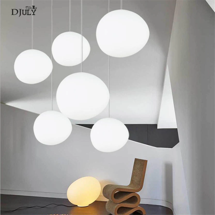 

postmodern designer white glass egg pendant lights dining room lamp restaurant bedroom art deco suspension luster led luminaire