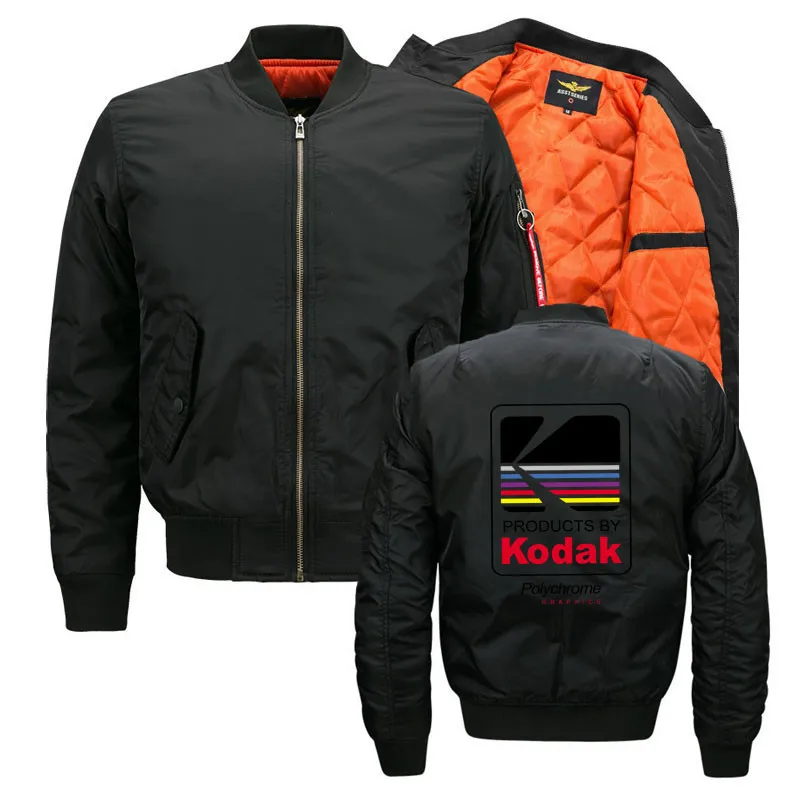 Бейсбольные куртки пилота MA1 chaqueta hombre militar, модные куртки с принтом kodak, мужская куртка-бомбер hombre, верхняя одежда, осенне-зимнее пальто для мужчин - Цвет: Black  JK550