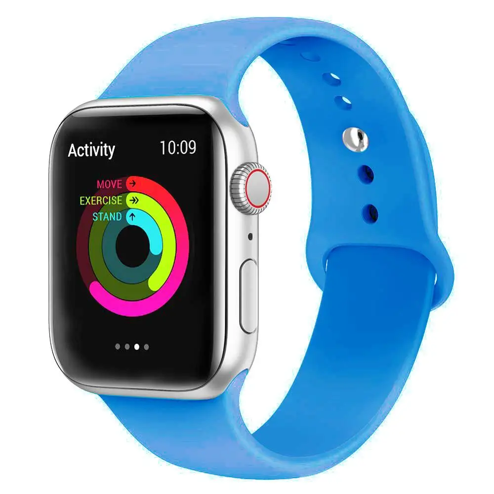 Силиконовый ремешок для наручных часов Apple Watch, 42 мм, 38 мм, Версия 44 мм 40 мм резиновый браслет Ремешки черный ремешок наручных часов Iwatch серии 5/4/3/2/1 браслет - Цвет ремешка: Blue