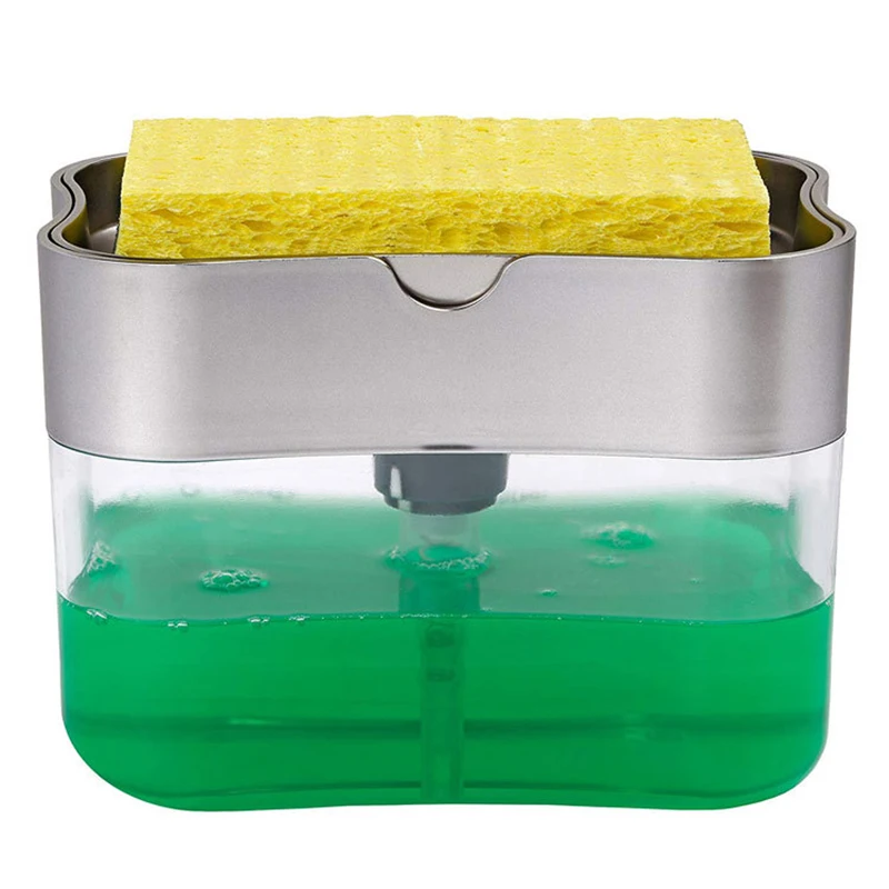 2 в 1 дозатор мыла насос губка Caddy Ручной пресс дозатор пены для ванной комнаты кухня Балкон без шума жидкости кронштейн для хранения