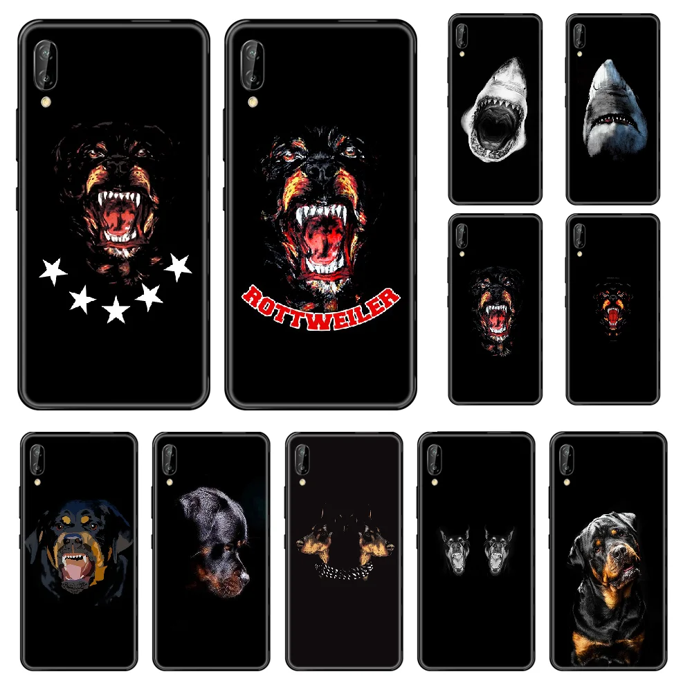 

France Luxury Brand Dog Shark Head Phone case For Huawei Honor Mate 5 6 7 8 9 10 20 A C X Lite black tpu hoesjes soft cover 3D