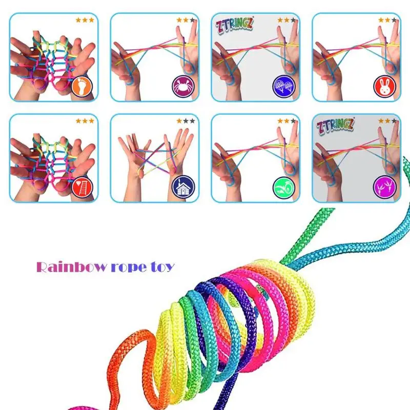 Дети палец веревка игра Радуга Цвет различные цифры нить игрушка-головоломка упражнения Практические Умения Цвет познания
