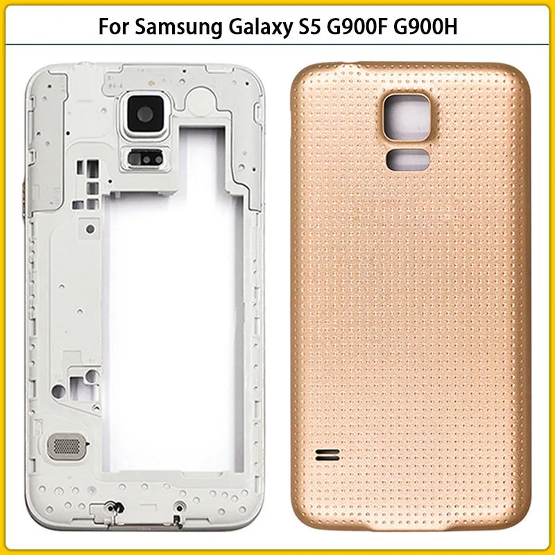 Для Samsung Galaxy S5 G900F G900H i9600 пластиковая средняя рамка задняя крышка + дверь корпус