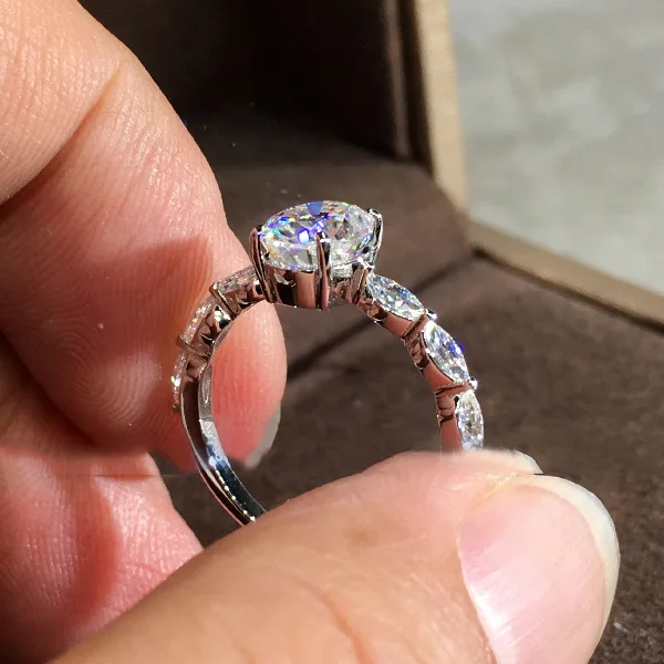 Natural Oval Moissanite Gemstone 14K White Gold Jewelry Engagement Ring Women Channel Setting Anillos De Bizuteria Ring moissanite ring gemstone ring wedding rings gold rings golden ring