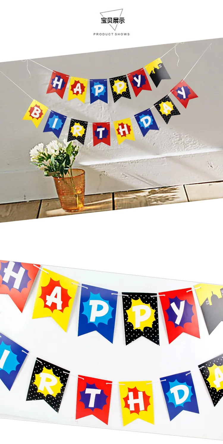 New Style Cross Border Birthday Pulling Banner Party Decorations Birthday Decorative Decoration Party Fishtail Banner Wholesale
