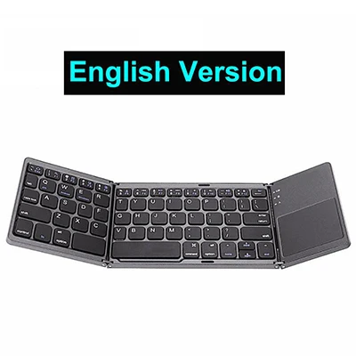 Черный BRSUANG B033 Bluetooth складная клавиатура перезаряжаемая беспроводная клавиатура с тачпадом для Windows Android IOS Планшет iPad телефон и т. Д - Цвет: Черный