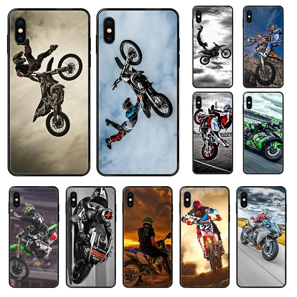 Гоночный Мотоцикл 3D мягкий чехол для мобильного телефона черный iphone 4 4s 5 5S SE 5C 6 6S 7