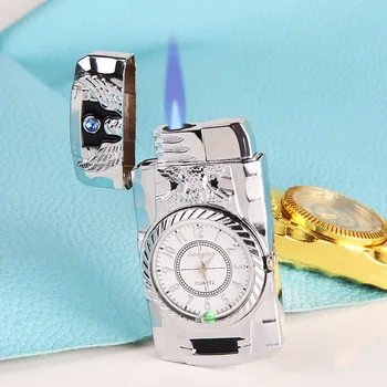 

Creative Metal Inflatable Watch Lighter No Gas Straight-punch Watch Cigarette Lighter Refillable Butane Smoking Accessories