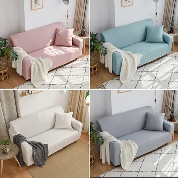 

Elastic Sofa Cover for Living Room Solid Cloth Couch Protector Covers Universal Corner Stretch Polyester Sofa Cover