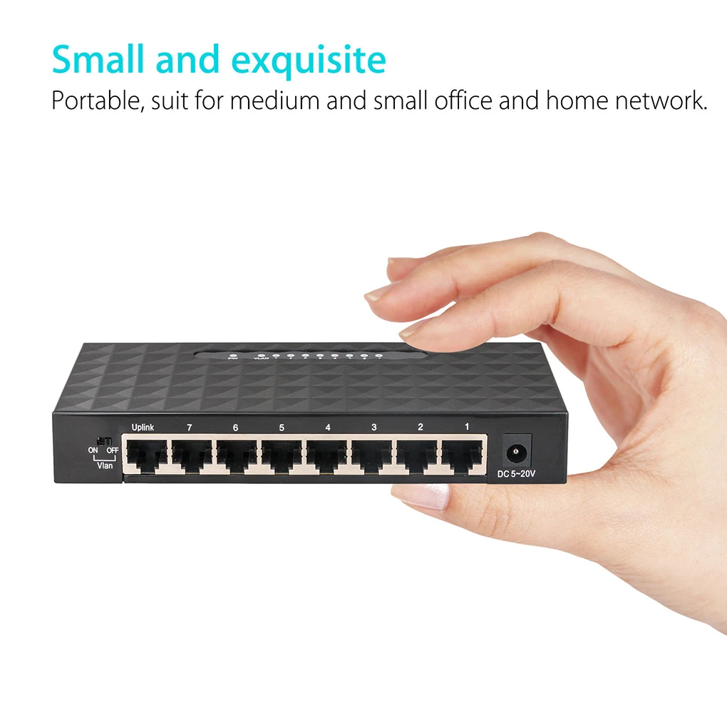 8 Порты Gigabit Ethernet 10/100/1000 Мбит сетевой коммутатор Gigabit Lan Hub адаптер Пластик Корпус черный