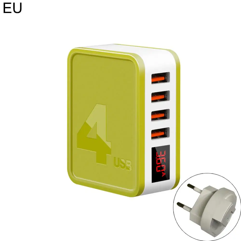 5V 3.6A 4 USB настенное зарядное устройство быстрое зарядное устройство светодиодный дисплей Напряжение тока для iphone XR XS MAX 8 Redmi Note 7 huawei samsung - Тип штекера: EU plug