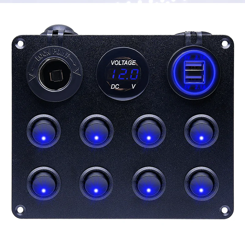 Universal Rocker Toggle Switch Panel with USB Control and Circuit Breaker