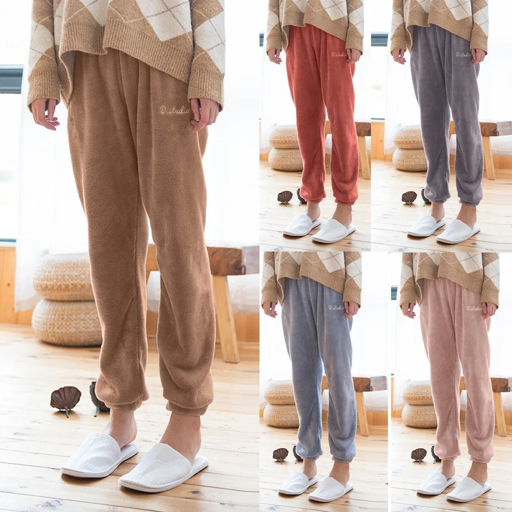 Зимние фланелевые длинные штаны для сна; Толстая Теплая Повседневная Домашняя одежда; Повседневная Пижама; брюки; мягкие свободные брюки; одежда для сна;# L10