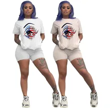 New Two-piece Solid Color Women's Clothing. Short-sleeved Crew Neck T-shirt and Tight-fitting Shorts. Simple Style tracksuit set