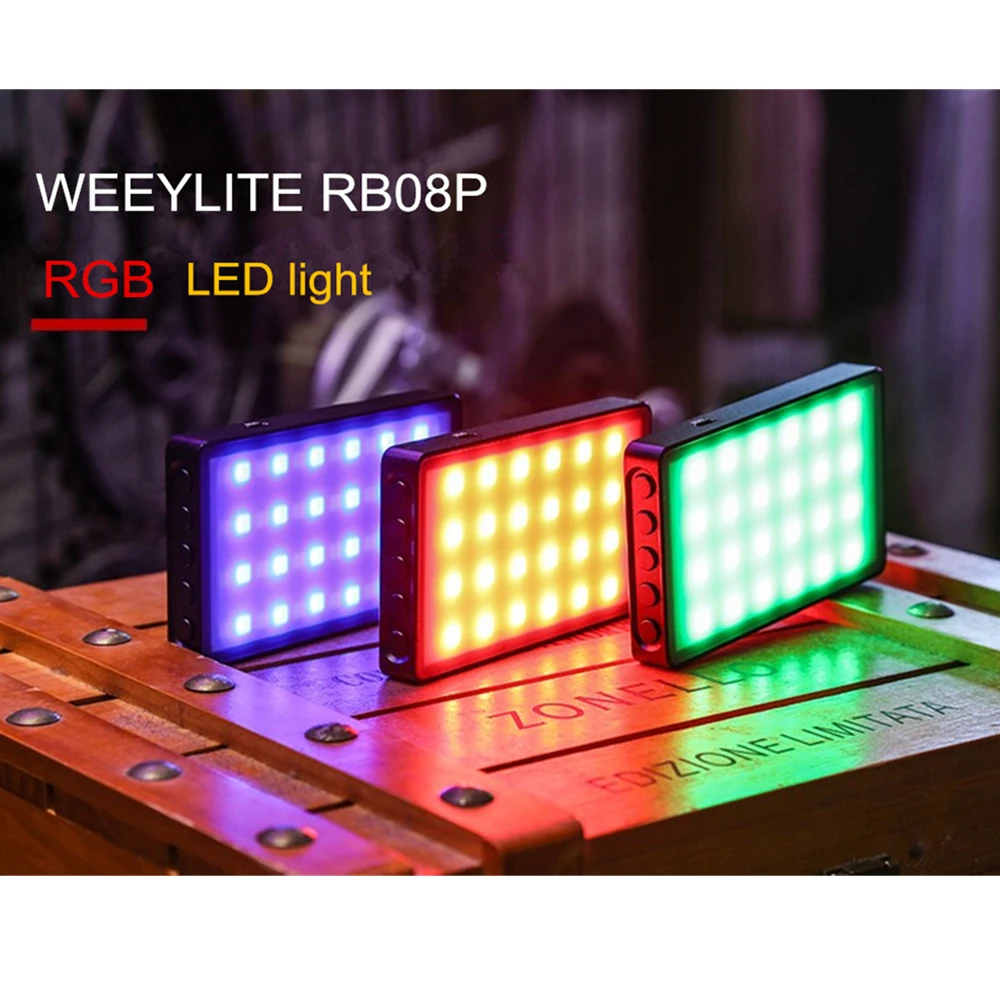 Weeylife RB08P RGB светодиодный светильник для камеры, полноцветный выходной видео светильник, комплект с регулируемой яркостью 2500 K-8500 K, двухцветный панельный светильник CRI 95