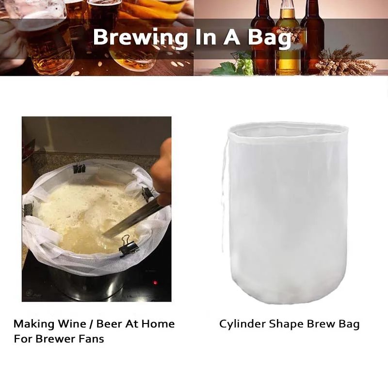12*12" Mesh Pouch With String Food Grade Wine Beer Home Brew Bucket Filter Bag Q 