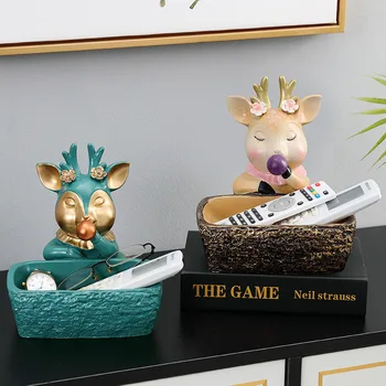 

Cartoon Animal Storage Box Resin Bubble Gum Snacks Jewelry Storage Decoration Elk Elephant French Fighting Dog Craft Decoration