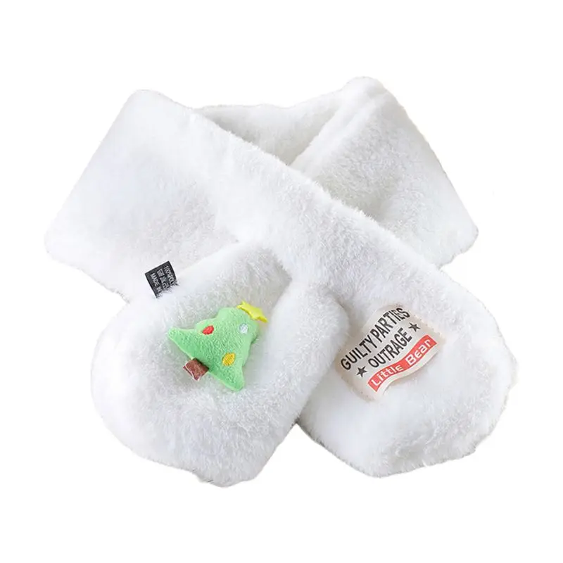 New Toddler Kids Christmas Plush Collar Scarf 3D Cartoon Applique Winter Neck Wrap - Цвет: 5