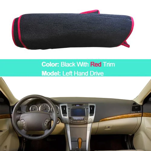 Для hyundai Sonata NF 2005-2008 2009 LHD RHD ковер 2 слоя Авто Крышка приборной панели ковер накидка тире коврик приборной панели анти-УФ - Название цвета: LHD Red