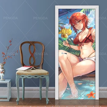 

Self Adhesive 3d Door Sticker Sexy Girl Home Decor Waterproof Wallpaper Print PVC Poster Wall Art Picture Suit For Children Room