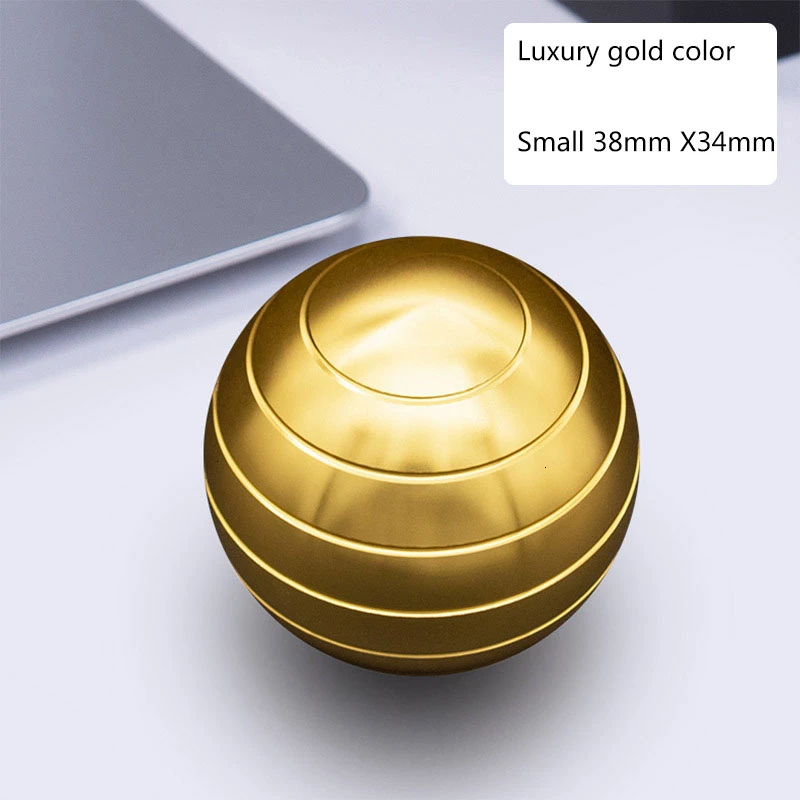 New Desktop Decompression Rotating Spherical Gyroscope Desk Toy Metal Gyro Optical Illusion Flowing Finger Toy For Adult - Цвет: tyrant gold small