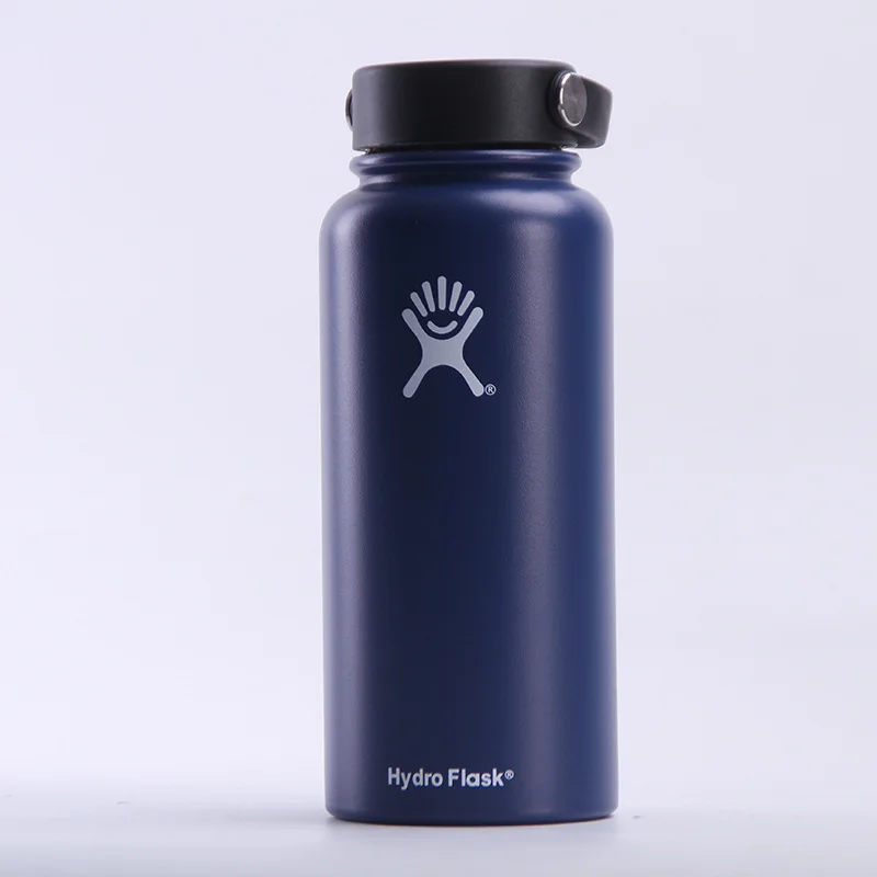 Navy Blue Бутылка для воды из нержавеющей стали, бутылка для воды с вакуумной изоляцией, переносная термобутылка с широким горлом для путешествий, 32 унции/40 унций - Цвет: Navy Blue