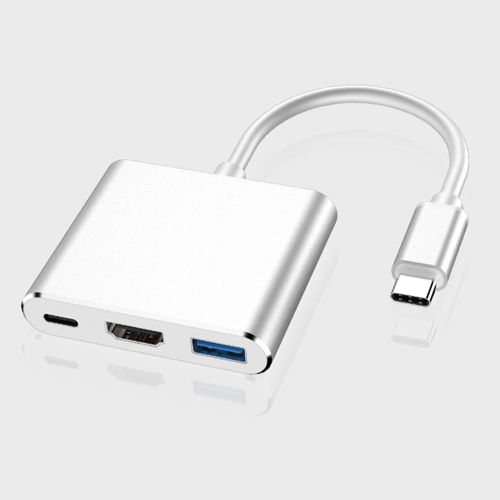 3 в 1 портативный type-C штекер HDMI USB 3,0 Женский Кабель-адаптер конвертер шнур аудио кабель для наушников зарядное устройство