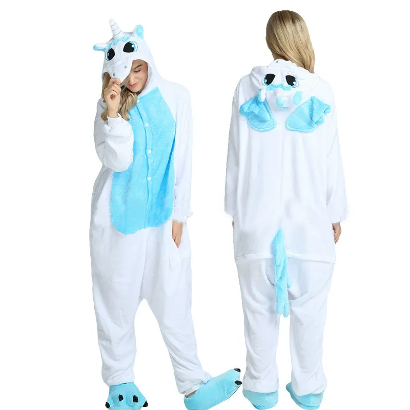 blue unicorn Кигуруми Новинка, верхняя одежда для детей с рисунком в виде единорога Пижама для взрослых; зимние пижамы кигуруми Стич», «панда» пижамы "Пикачу" Для женщин Onesie аниме костюмы комбинезон - Цвет: blue unicorn