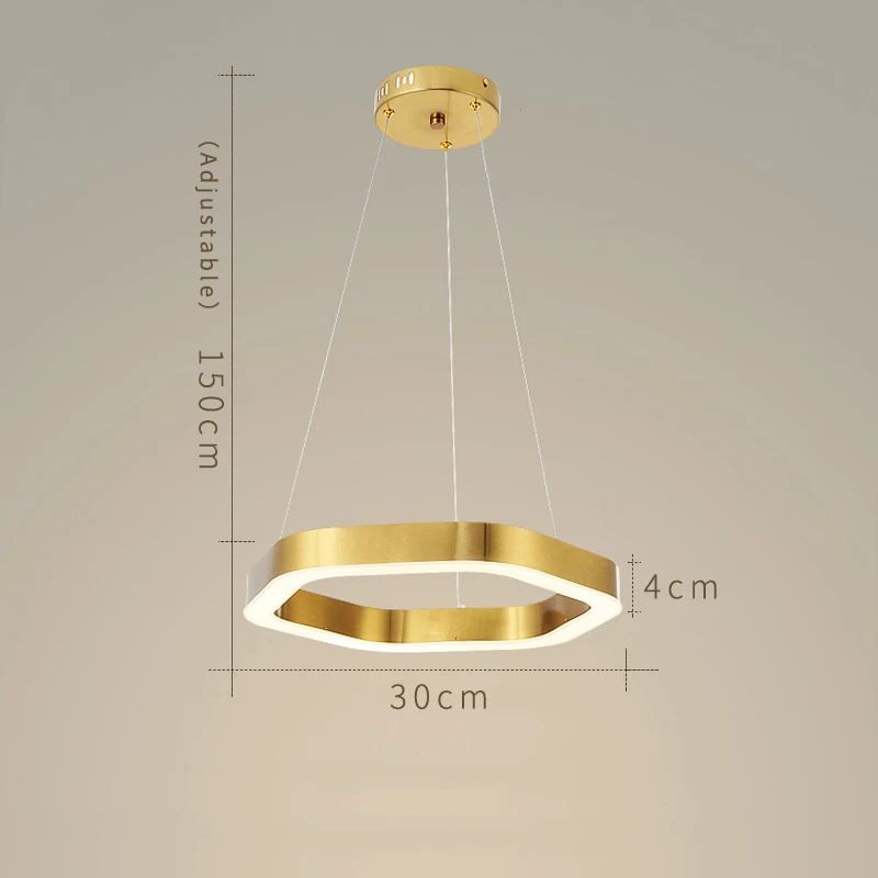 Короткий дизайн кольца светодиодный люстры Золото Нержавеющая сталь подвесной светильник гостиная люстра освещение и проекты огни AC 90-260 в - Цвет абажура: Dia30CM
