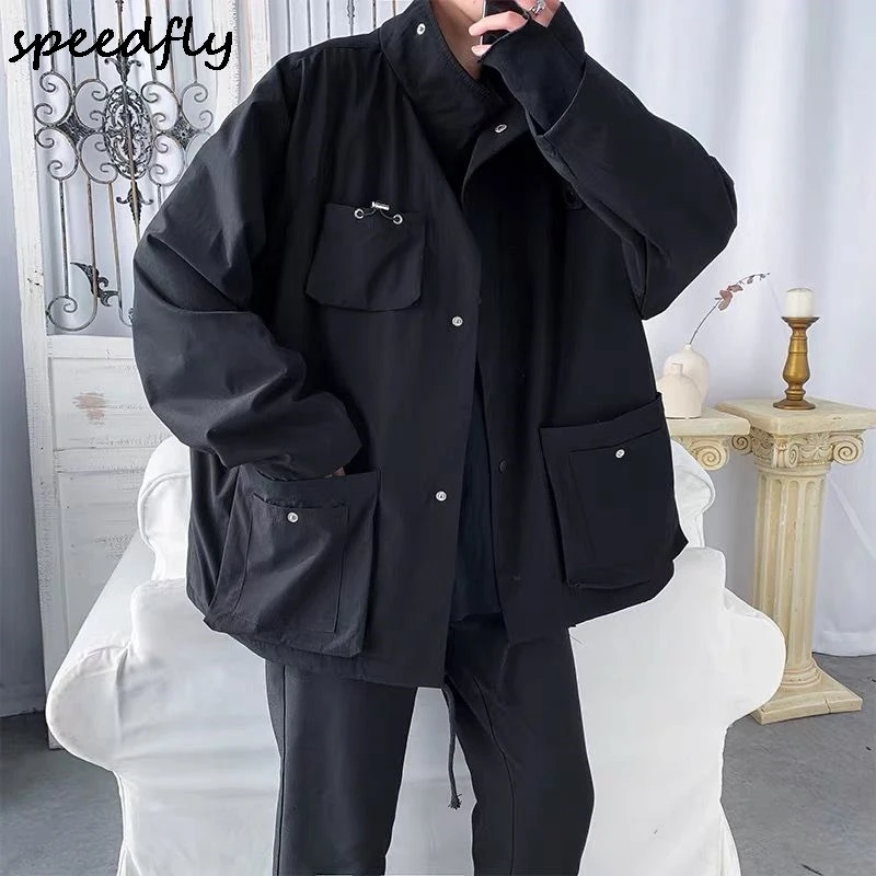 Мужская уличная куртка в стиле Харадзюку черная ветровка куртка-карго хип-хоп
