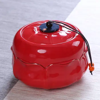 

Round Tea Jar Pottery Food Storage Container Tea Coffee Sugar Box Dried Fruit Storage Can Ceramic Sugar Bowl Kitchen Accessories