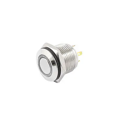 

16mm Blue Ring LED 4 Terminal Pin Momentary Push Button Switch 1NO DC 24V