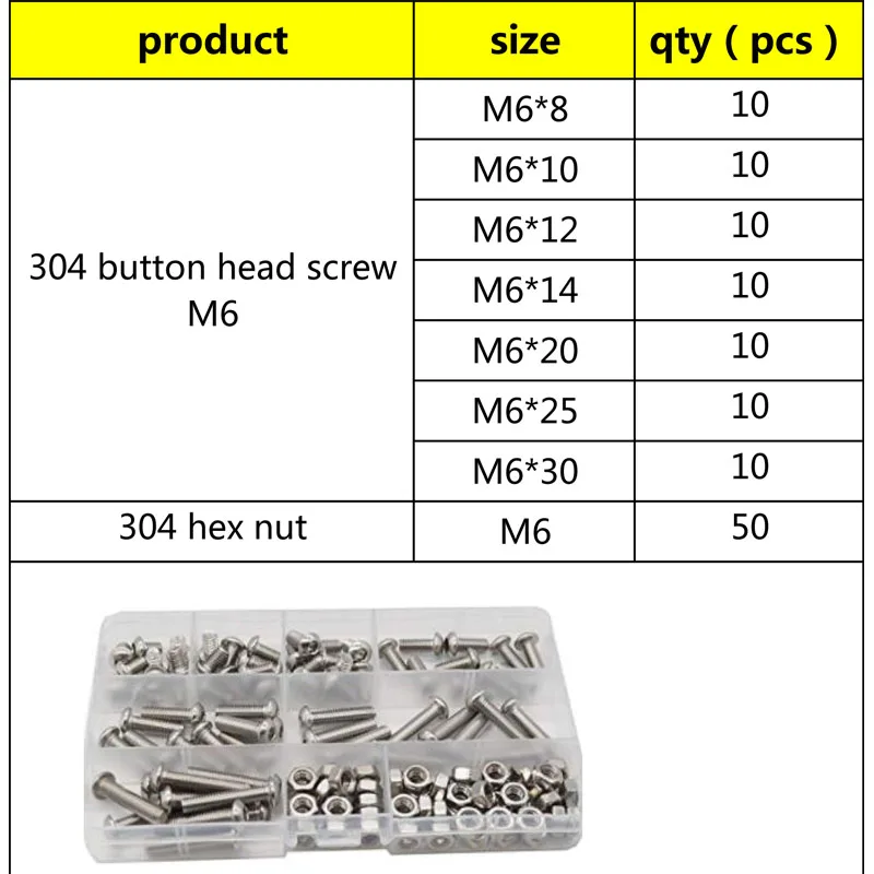 Hex Button Socket Head Cap Screw Nut Hexagon Metric Thread Machine Bolt Assortment Kit Set 304 Stainless Steel M2 M3 M4 M5 M6 Hex Button Socket Head Cap Screw Nut Hexagon Metric Thread Machine Bolt Assortment Kit Set 304 Stainless Steel M2 M3 M4 M5 M6