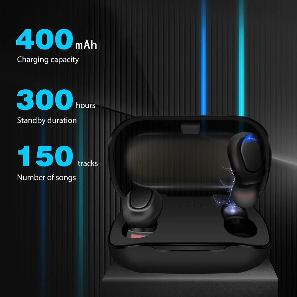 5 0 True Wireless Bluetooth Headphones Earbuds Touch Waterproof Sports Earpiece 3D Stereo Sound headsets with Charging Box 