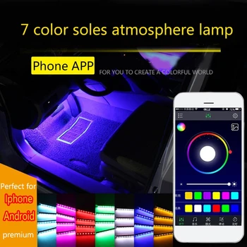 

4X 72LED RGB Car Interior Atmosphere Light Strip Bar Bluetooth APP Music Control