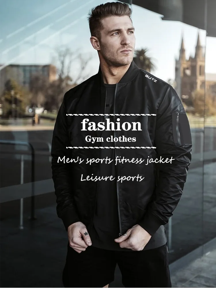 

2020 Short Muscle Sports Running Training Suit Autumn and Winter Men's Jacket Cardigan Jacket Zipper Fitness Top