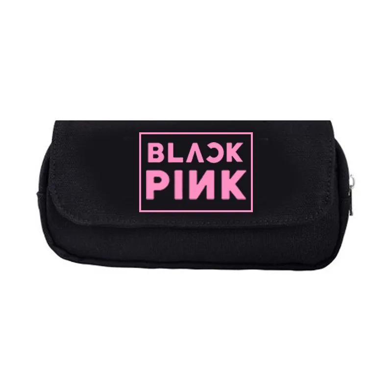 logo Kpop BLACKPINK двойной Слои мини макияжные пакеты пенал из парусины сумка для хранения школьных канцелярских принадлежностей - Цвет: logo