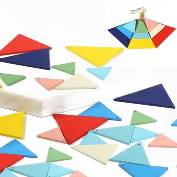 

Wooden Triangle Earring European And American Pop Hand-made Vintage And Creative Earrings Girls Fashion Jewelry