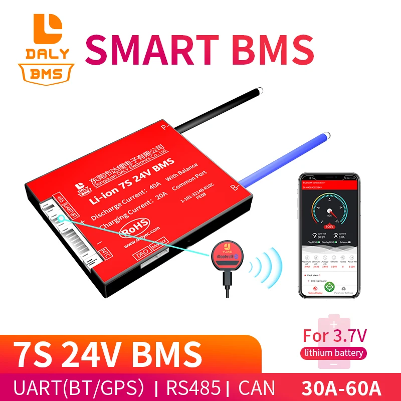 Смарт BMS 7S 24V 30A 40A 60A Bluetooth 485 к USB устройство NTC UART программное обеспечение togther Lion